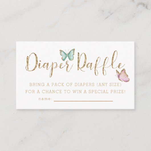 Baby shower van luidere vlinder, luiertapijt informatiekaartje (Voorkant)