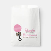 Baby shower van luipaard en roze bedankzakje (Voorkant)