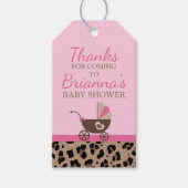 Baby shower van luipaard en roze cadeaulabel (Voorkant)