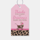 Baby shower van luipaard en roze cadeaulabel (Achterkant)