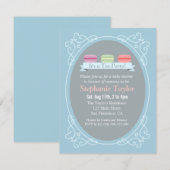 Baby shower van Macaron Tea Party, blauw en grijs Kaart (Voorkant / Achterkant)