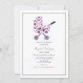 Baby shower van magenta en marineschuurdarm kaart (Voorkant)