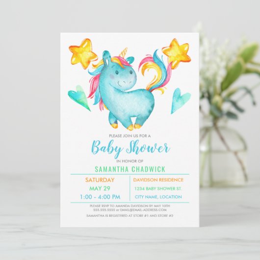 Baby shower van Magical Boys Unicorn Kaart (Staand voorkant)