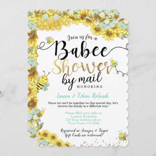 Baby shower van Mail Bee Kaart (Voorkant / Achterkant)