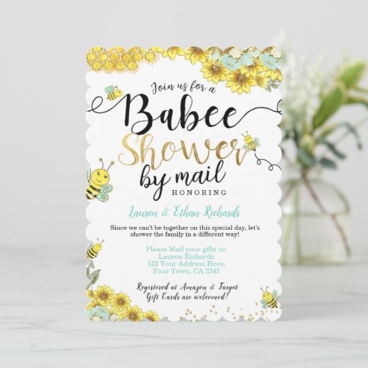Baby shower van Mail Bee Kaart (Staand voorkant)