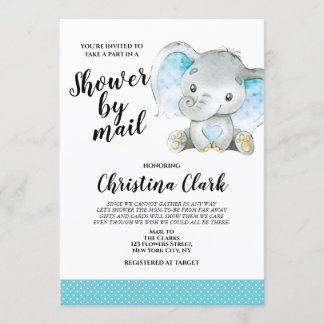 baby shower van Mail Boy Elephant Blue Kaart