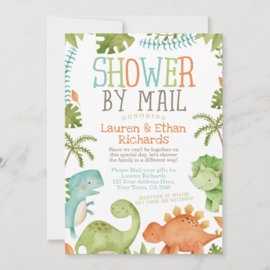 Baby shower van Mail Dinosaur Kaart (Voorkant)