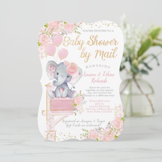 baby shower van Mail Elephant Kaart (Staand voorkant)