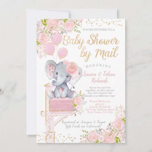 baby shower van Mail Elephant Kaart (Voorkant)