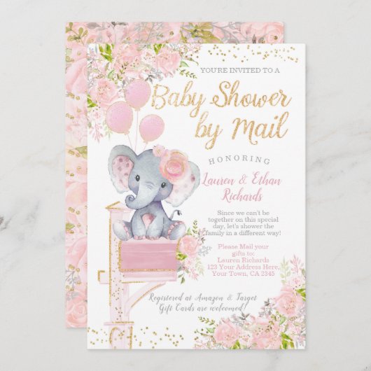 baby shower van Mail Elephant Kaart (Voorkant / Achterkant)