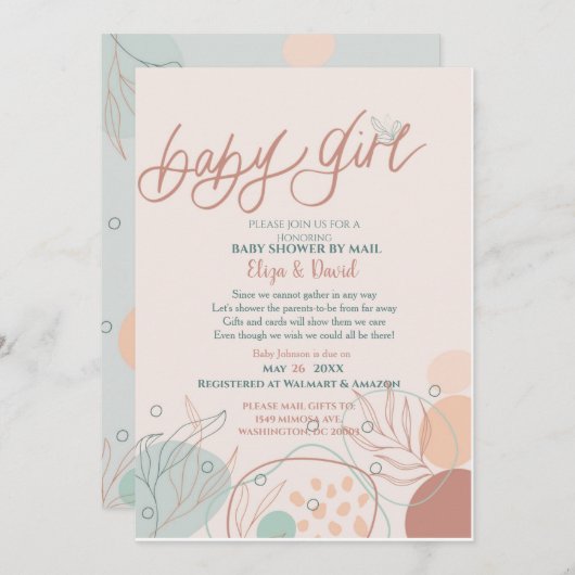 Baby shower van Mail Girl Invitation Kaart (Voorkant / Achterkant)
