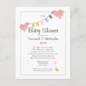 Baby shower van Mail Girl Pink Birds Briefkaart (Voorkant)
