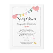 Baby shower van Mail Girl Pink Birds