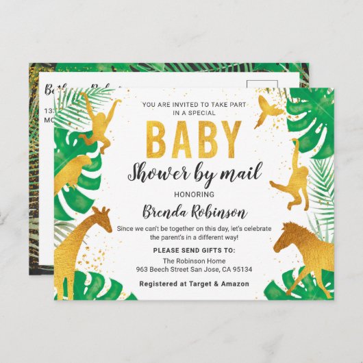 Baby shower van Mail Gold Oerwoud Animals Safari Briefkaart (Voorkant / Achterkant)