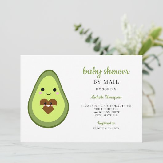 Baby shower van Mail Kawaii Avocado Zwangerlijk Kaart (Staand voorkant)