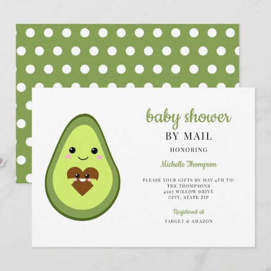Baby shower van Mail Kawaii Avocado Zwangerlijk Kaart (Voorkant / Achterkant)
