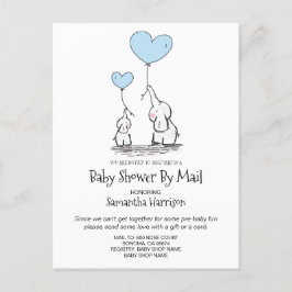 Baby shower van Mail Mam Baby Elephant Boy Blue Uitnodiging Briefkaart