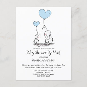 Baby shower van Mail Mam Baby Elephant Boy Blue Uitnodiging Briefkaart