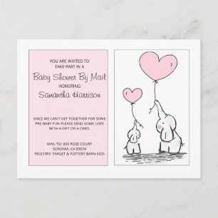 Baby shower van Mail Mam Baby Elephants Pink Uitnodiging Briefkaart