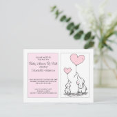 Baby shower van Mail Mam Baby Elephants Pink Uitnodiging Briefkaart (Staand voorkant)