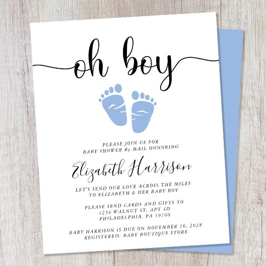 Baby shower van Mail Oh Boy Blue Budget Uitnodigin