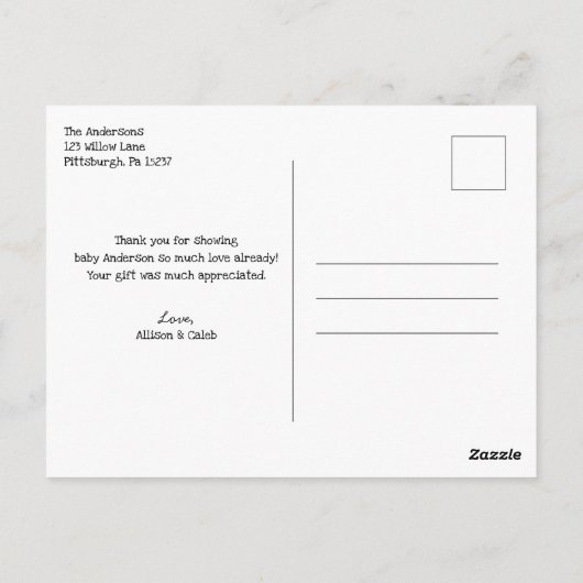 Baby shower van Mail Pink & Blue Balloons Dank u Briefkaart (Achterkant)