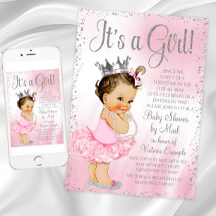 Baby shower van Mail Pink Princess Tutu Baby showe Kaart