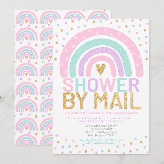 baby shower van Mail Rainbow Kaart (Voorkant / Achterkant)