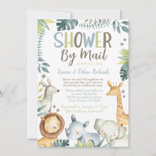 baby shower van Mail Safari Kaart (Voorkant)