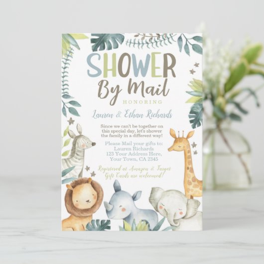 baby shower van Mail Safari Kaart (Staand voorkant)