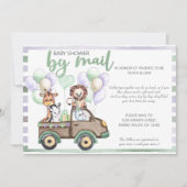 baby shower van Mail Safari Truck en Cute Animals Kaart (Voorkant)