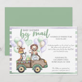 baby shower van Mail Safari Truck en Cute Animals Kaart (Voorkant / Achterkant)
