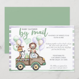 baby shower van Mail Safari Truck en Cute Animals Kaart