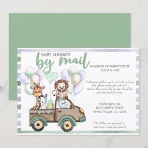 baby shower van Mail Safari Truck en Cute Animals Kaart