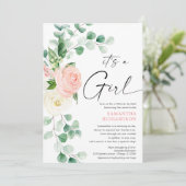 Baby shower van Mail spring bloemenroze groen Kaart (Staand voorkant)