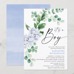 baby shower van Mail Spring floral blue greenery Kaart