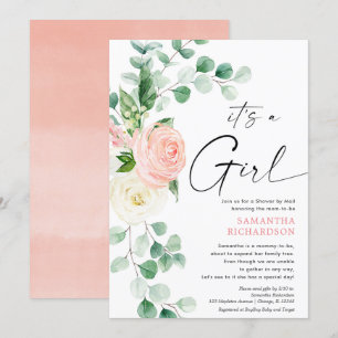 baby shower van Mail Spring floral roze greenery Kaart