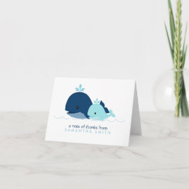 Baby shower van mam en Baby walvis {blauw} Bedankkaart