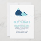 Baby shower van mam en Baby walvis {blauw} Kaart (Voorkant)
