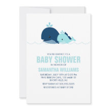 Baby shower van mam en Baby walvis {blauw}