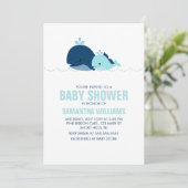 Baby shower van mam en Baby walvis {blauw} Kaart (Staand voorkant)
