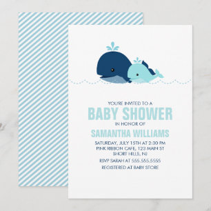 Baby shower van mam en Baby walvis {blauw} Kaart