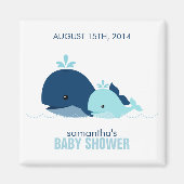 Baby shower van mam en Baby walvis {blauw} Magneet (Voorkant)