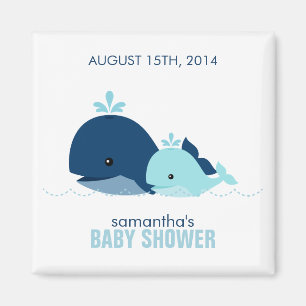 Baby shower van mam en Baby walvis {blauw} Magneet