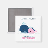 Baby shower van mam en Baby Whale {roze} Magneet (Voorkant / Achterkant)