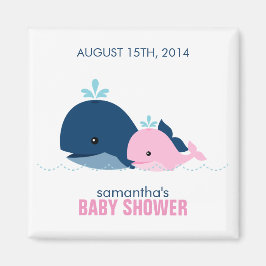 Baby shower van mam en Baby Whale {roze} Magneet
