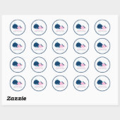 Baby shower van mam en Baby Whale {roze} Ronde Sticker (Vel)