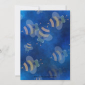 Baby shower van mam tot bijenblauw en gele unisex kaart (Achterkant)