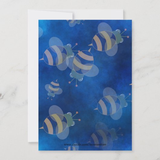 Baby shower van mam tot bijenblauw en gele unisex kaart (Achterkant)