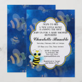 Baby shower van mam tot bijenblauw en gele unisex kaart (Voorkant / Achterkant)